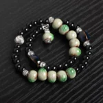 Black and Green Beaded Fashion Bracelet Set – Adjustable Fit – Non-Precious Materials